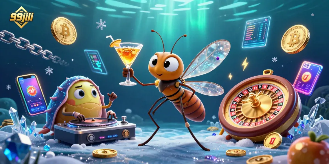 Experience the excitement of 99jili with a lively casino scene filled with unique characters and gaming elements.