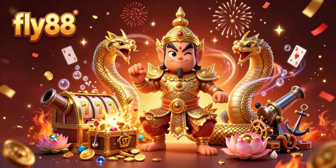Experience thrilling gameplay at fly88, featuring a dynamic casino scene with engaging characters and vibrant elements.