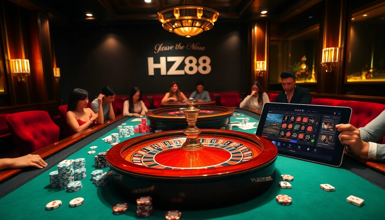 Experience high-stakes gaming at HZ88 with vibrant casino tables and thrilling excitement.