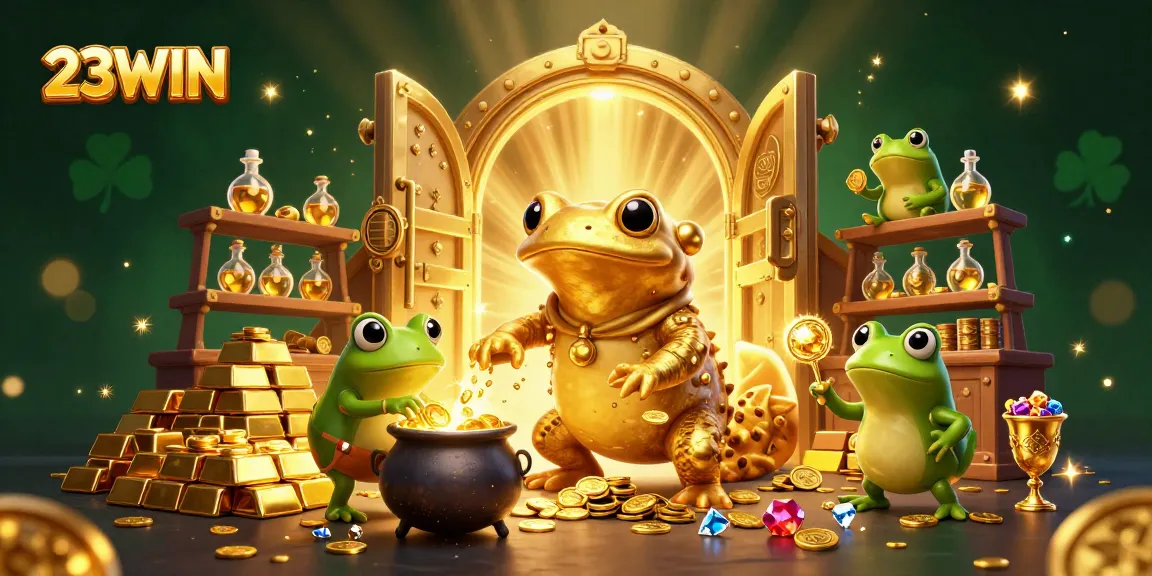 Experience the excitement of 23WIN with a vibrant scene of alchemists and golden treasures, illustrating the art of winning in online gambling.