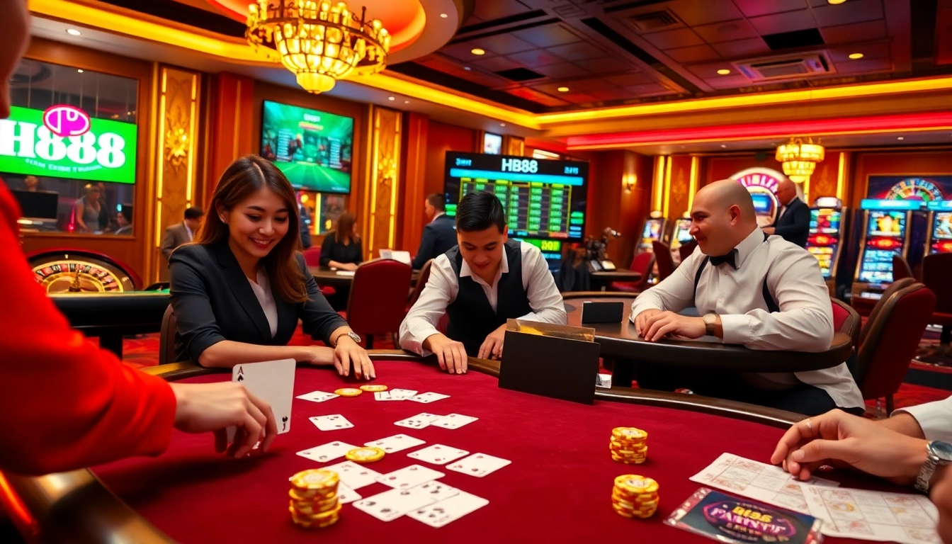 Experience high-stakes gameplay at HB88 with vibrant casino visuals and excitement.