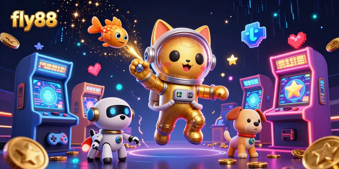 Experience thrilling gameplay at fly88 with a vibrant casino-themed 3D illustration