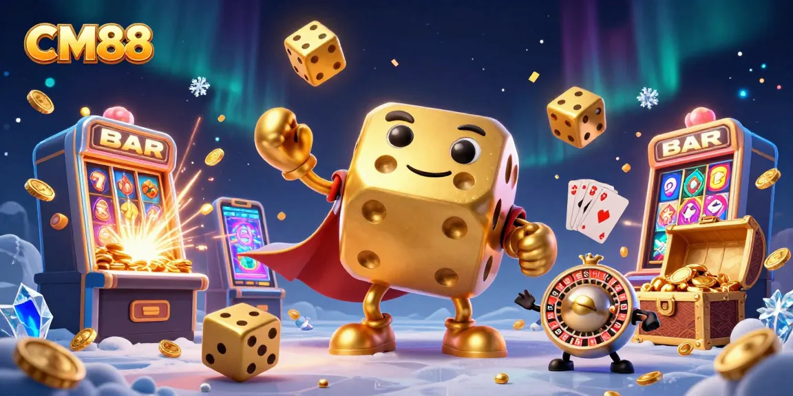 Experience thrilling gameplay at CM88 with a vibrant 3D casino illustration showcasing dynamic elements.