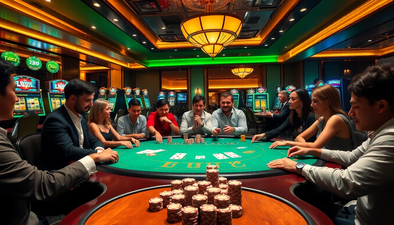 Thrilling poker game scene at 789club with exciting bets and colorful chips.