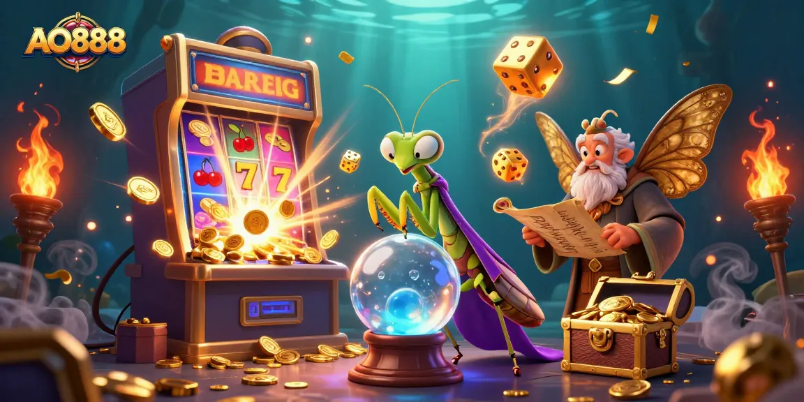 Engage with AO888 through a vibrant 3D illustration showcasing an entertaining casino atmosphere.