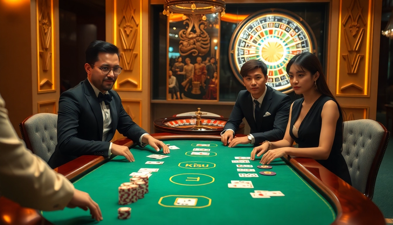 Experience the excitement of Luckywin Tài Xỉu with engaging moments at a luxurious casino table.