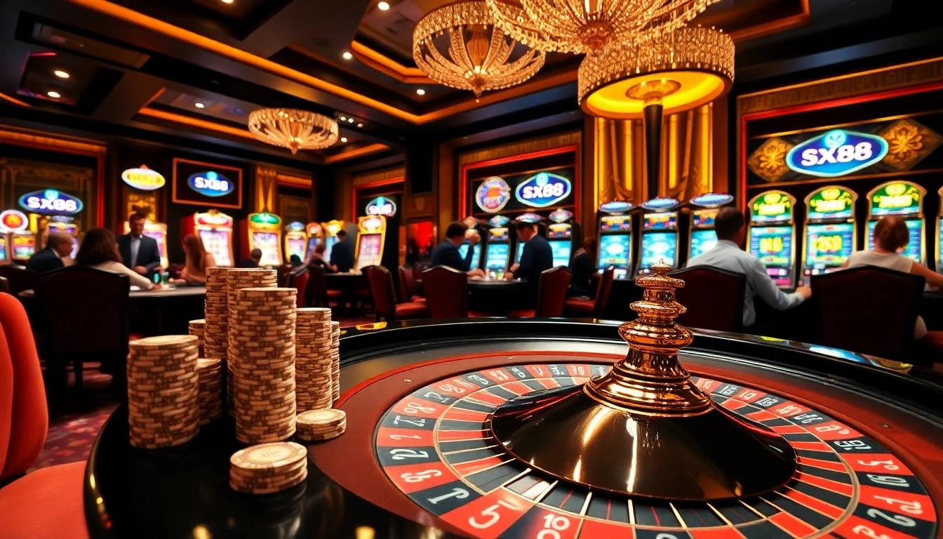 SX88 players enjoying an exciting roulette game in a luxurious casino setting.