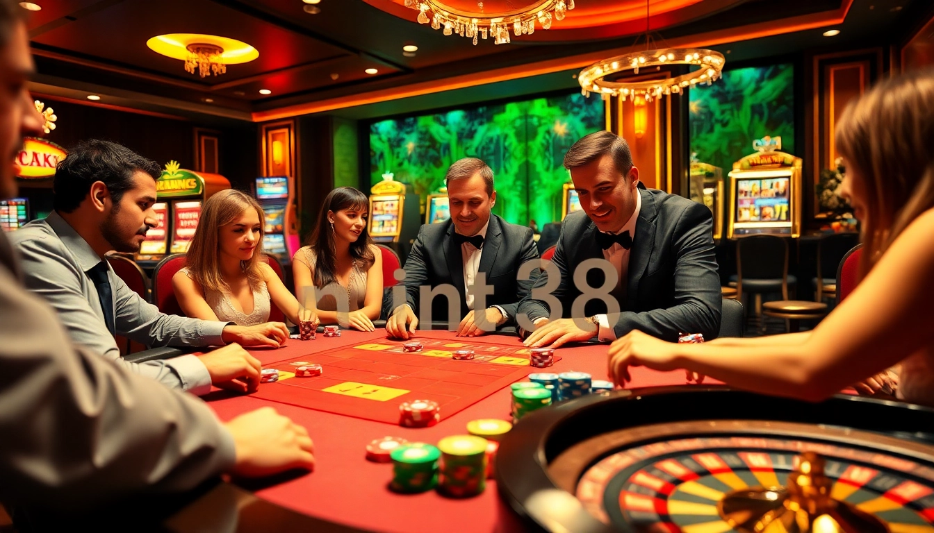 Enhance your gaming experience with mint88 chips on a vibrant casino poker table.