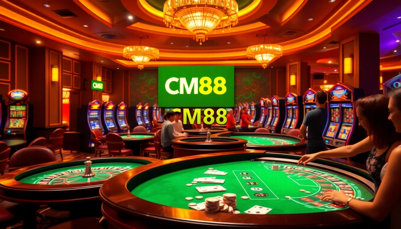 Experience thrilling games at CM88 casino, featuring roulette tables and energetic players.