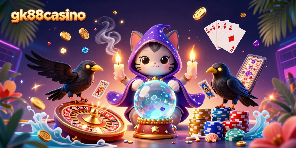 Experience the thrilling world of gk88casino with vibrant fortune teller characters and casino elements.