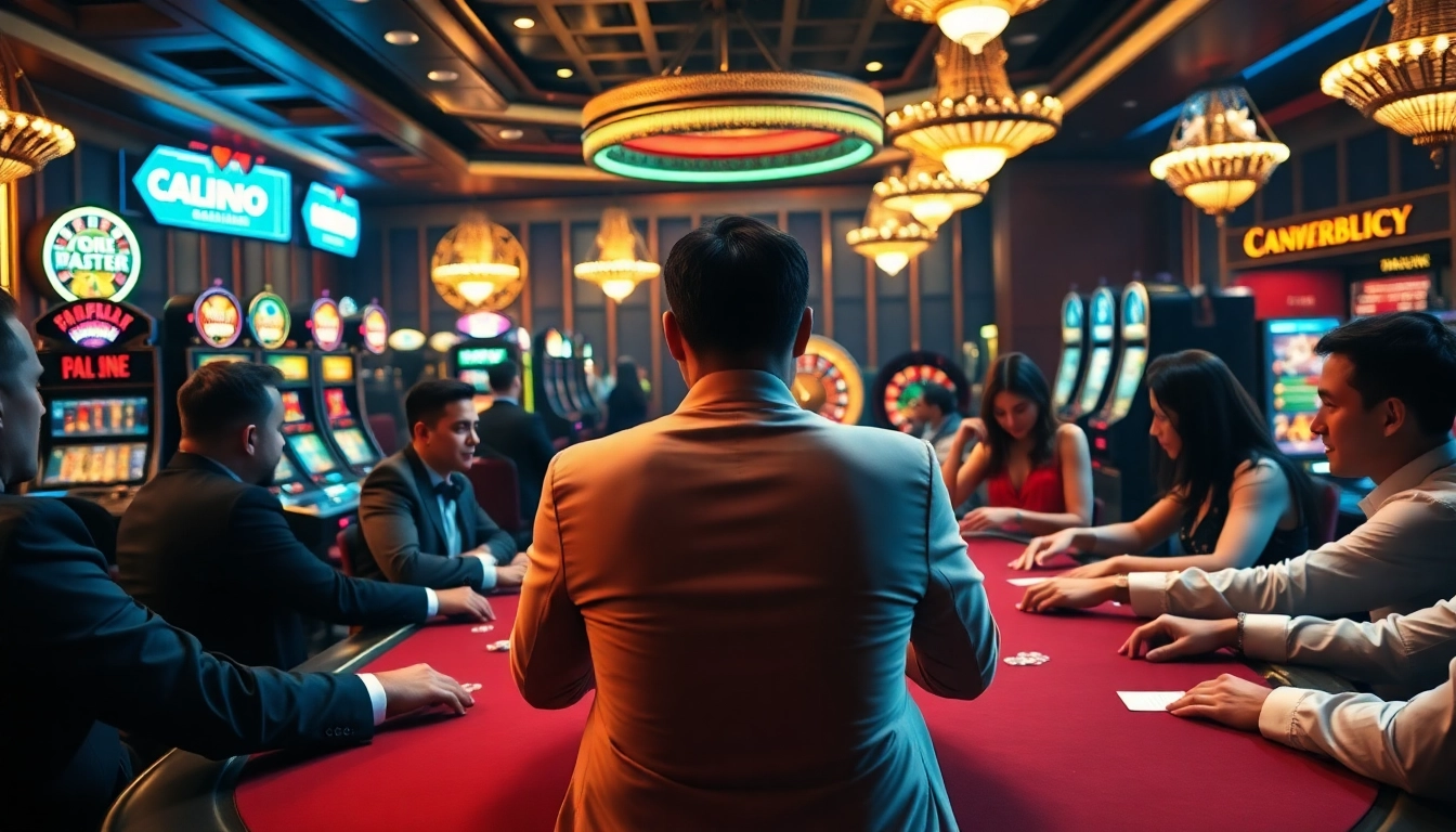 Players enjoying high-stakes poker at a luxurious casino table featuring elements from https://tt88a.uk.com/.