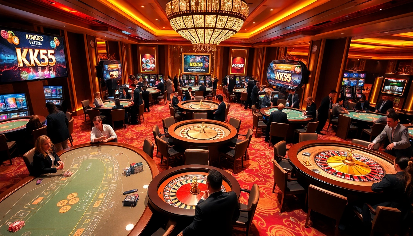KK55 gaming scene with vibrant casino elements and players in action.