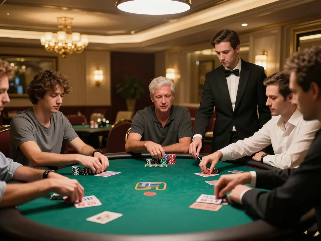 Engaged players enjoying a thrilling game of poker at HELLO88’s luxurious private table.