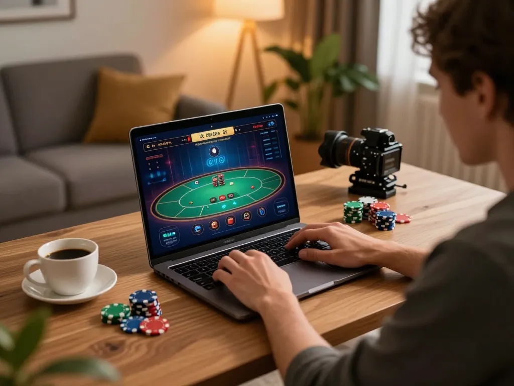 Engaging online gaming experience at lv88nyc with player focusing on casino interface.