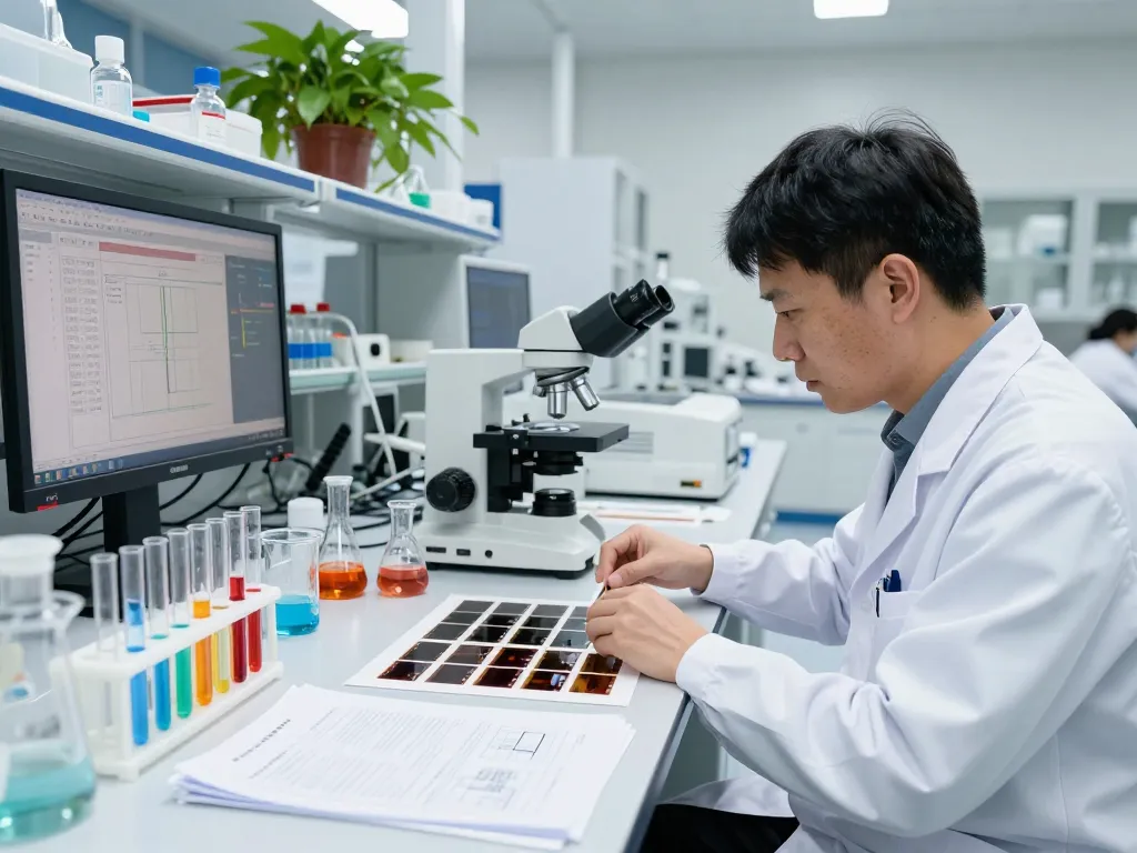 Laboratory scene showcasing scientist researching MB66 film for HIV prevention