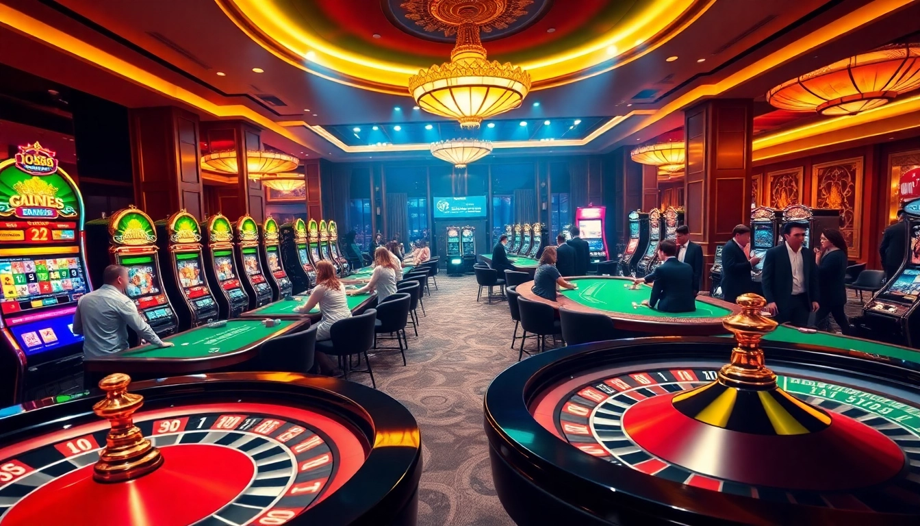 Engage in thrilling games at iq88 casino with vibrant tables and dazzling slot machines.