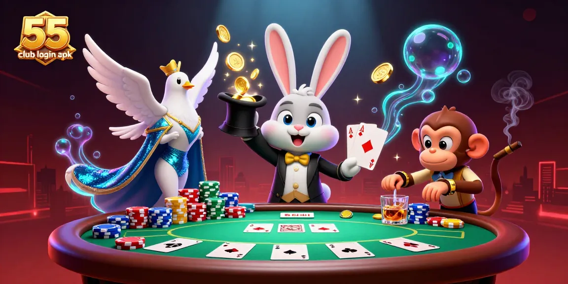 Experience thrilling gameplay with 55 club login apk, featuring lively characters and dynamic casino elements.