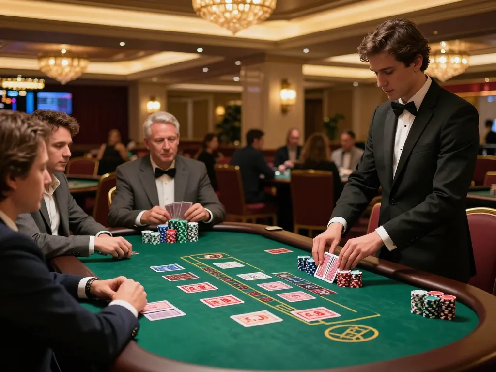 Engaging players at the blackjack table in a Situs Casino online, highlighting a thrilling gaming experience.