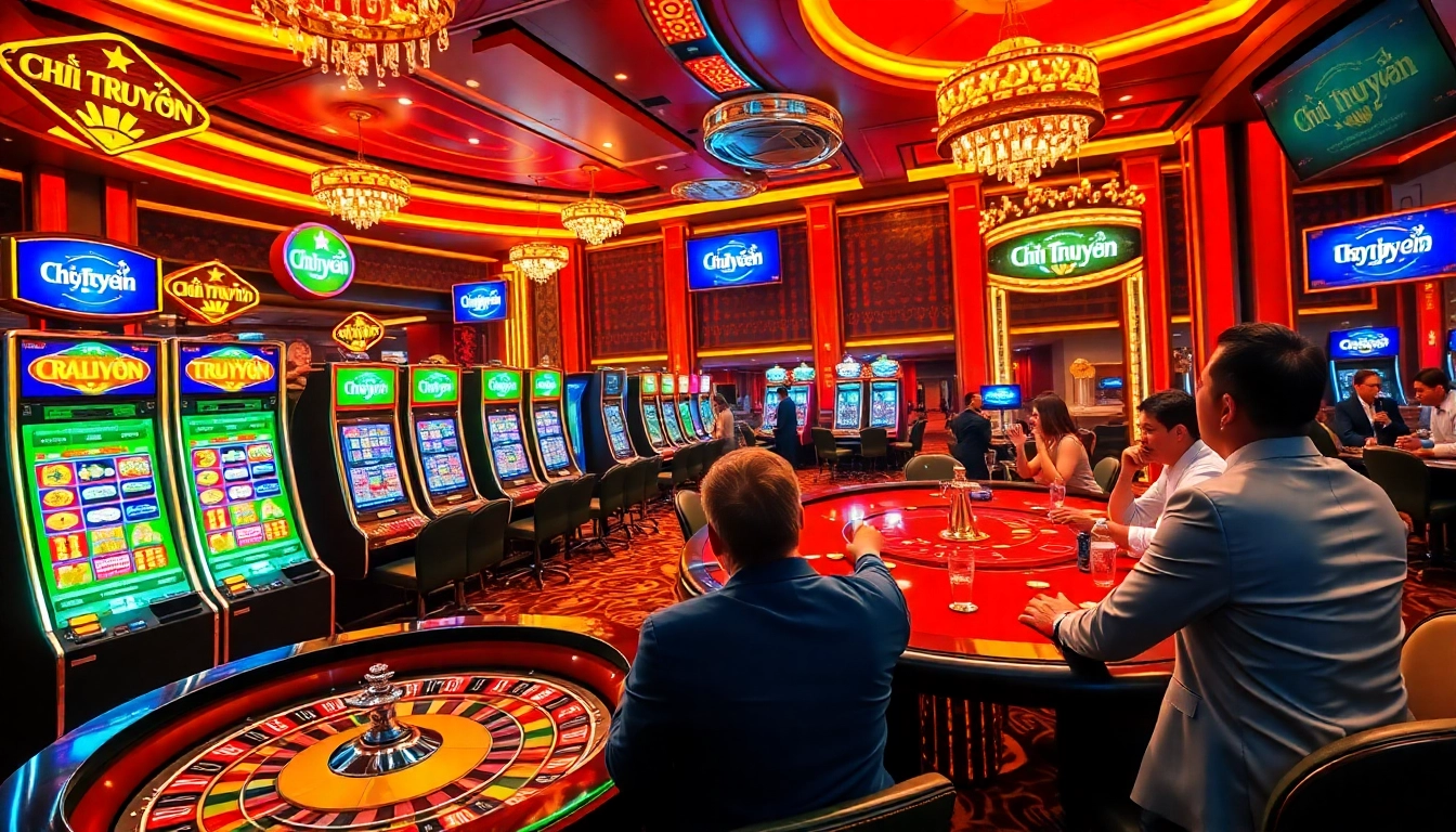 Chợ Truyện engages players at a vibrant casino, showcasing excitement with roulette and poker.