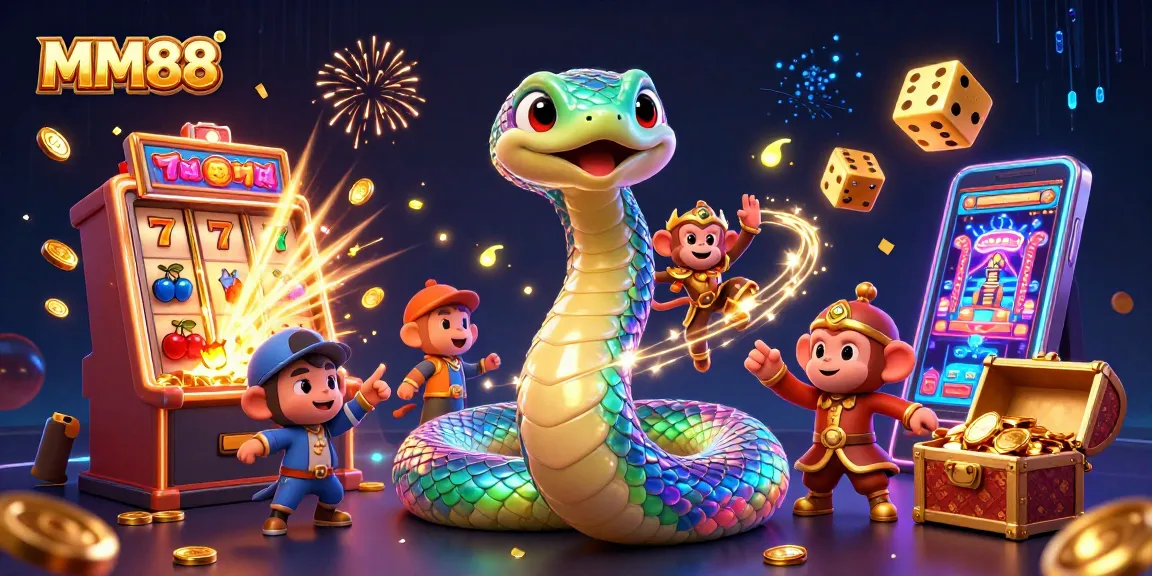 Experience the thrilling MM88 casino adventure with vibrant characters, dynamic gaming elements, and an energetic atmosphere.