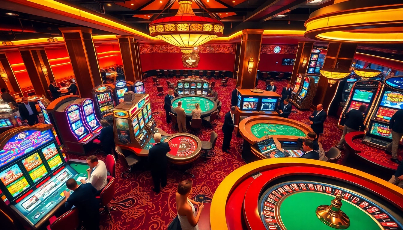 Experience the excitement of LUCK8 in a bustling casino environment filled with energetic players and vibrant games.