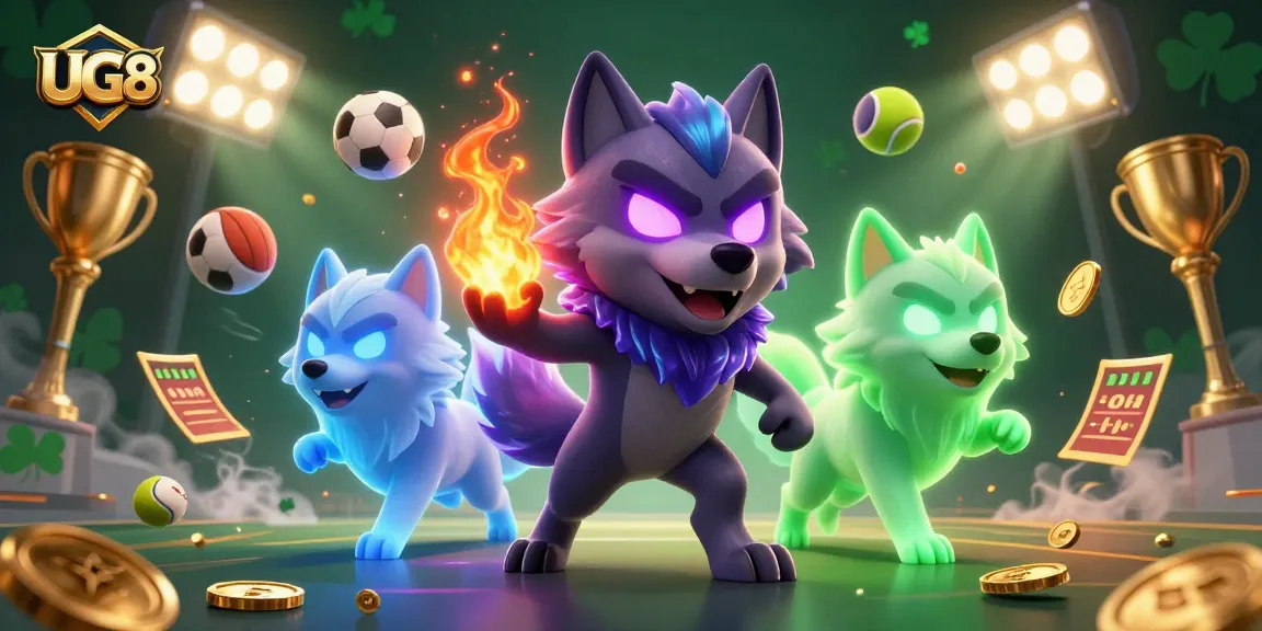 Engage in thrilling sports betting action with UG88, where dynamic sports balls and vibrant elements enhance the excitement.