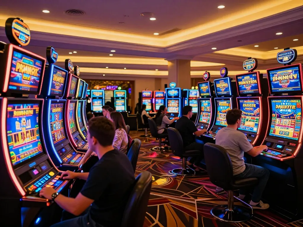 Engaging players enjoy the excitement of Pragmaticplay games on a vibrant casino floor.