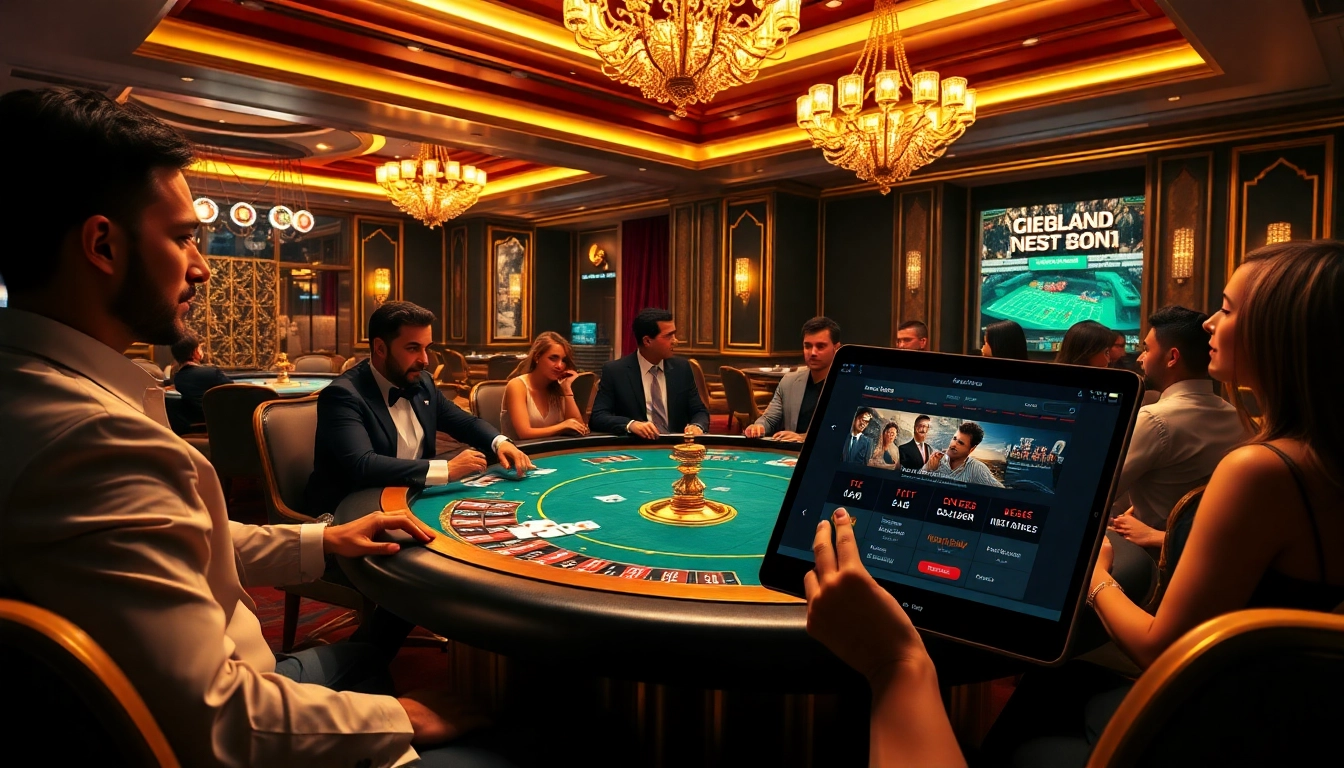 C168bet players enjoying an exciting poker game in a luxurious casino setting.