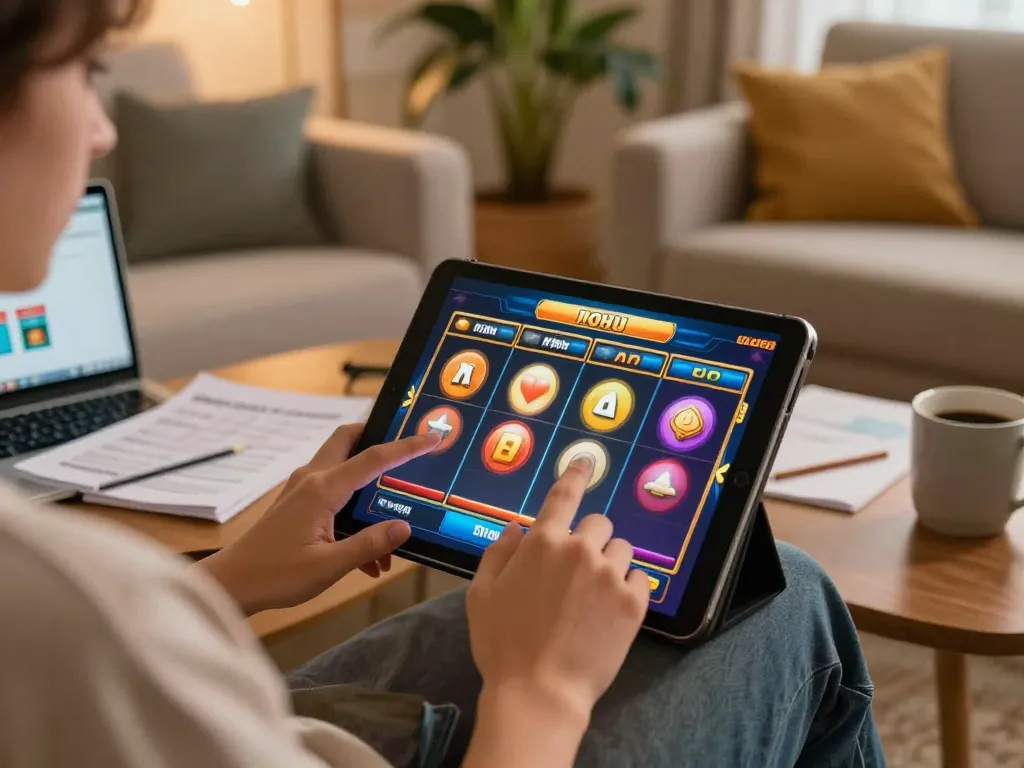 Play nohu slot games online at home on a tablet with a cozy atmosphere