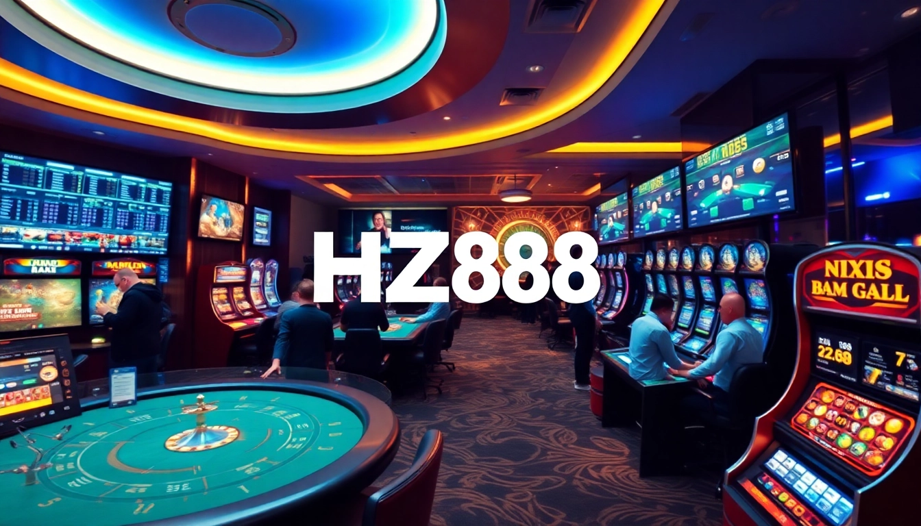 HZ88 online gambling platform displaying live casino and betting games.