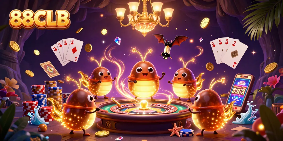 Experience the vibrant atmosphere of 88CLB casino with dazzling glowworms and exciting game elements.
