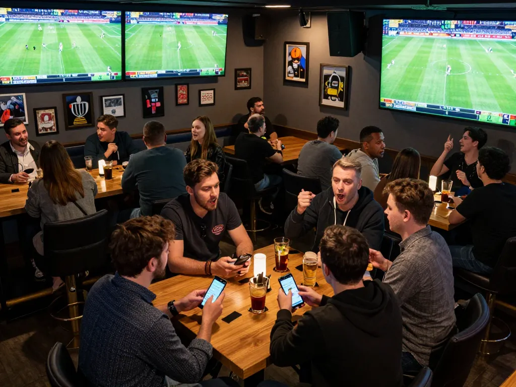 Fans checking sports odds on mobile during live football match on Cakhia.