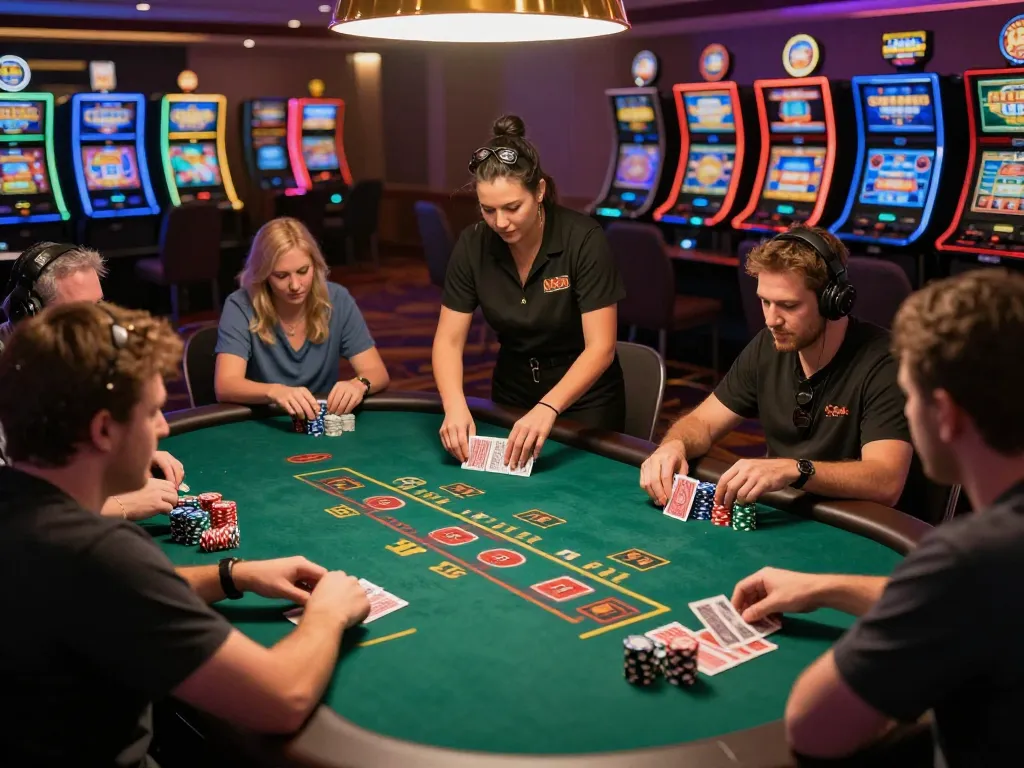 Players enjoying a thrilling game of blackjack at cm88 casino, showcasing excitement and strategic gameplay.