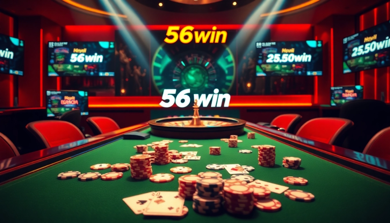 Enjoying a thrilling game night at 56win with vibrant casino tables and engaging players.