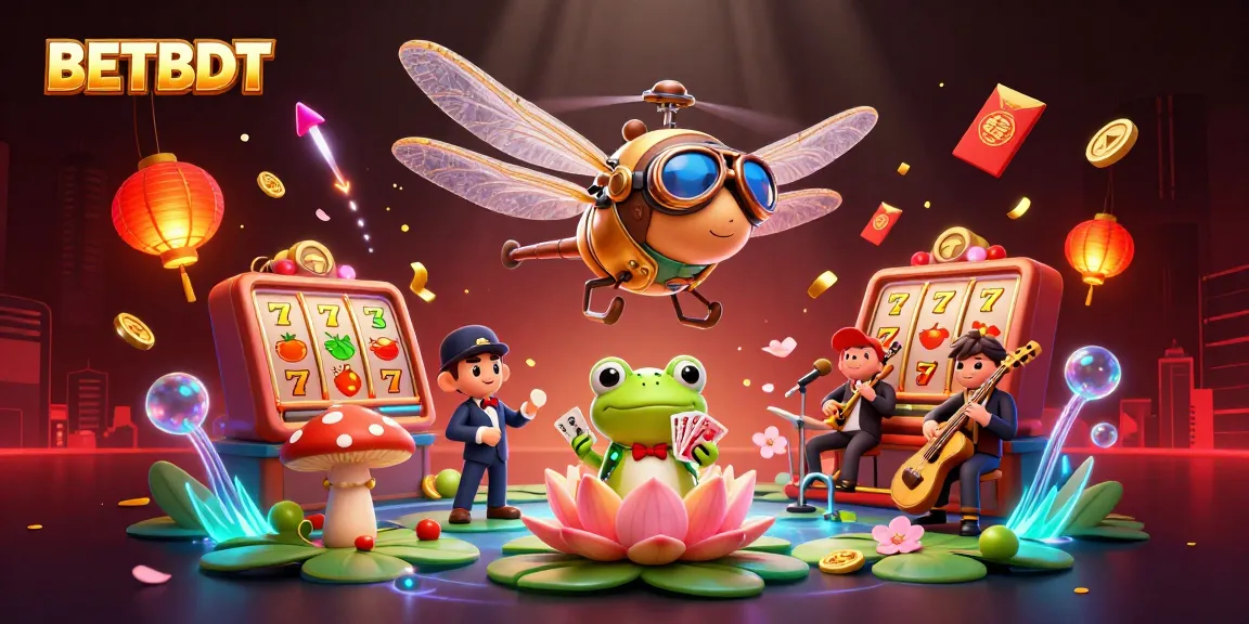 Win big with BETBDT at this lively, animated casino scene featuring unique characters and gaming elements.