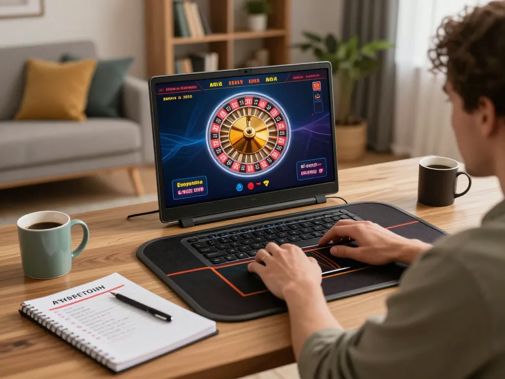 Player enjoying BL555 online roulette in a cozy home setting