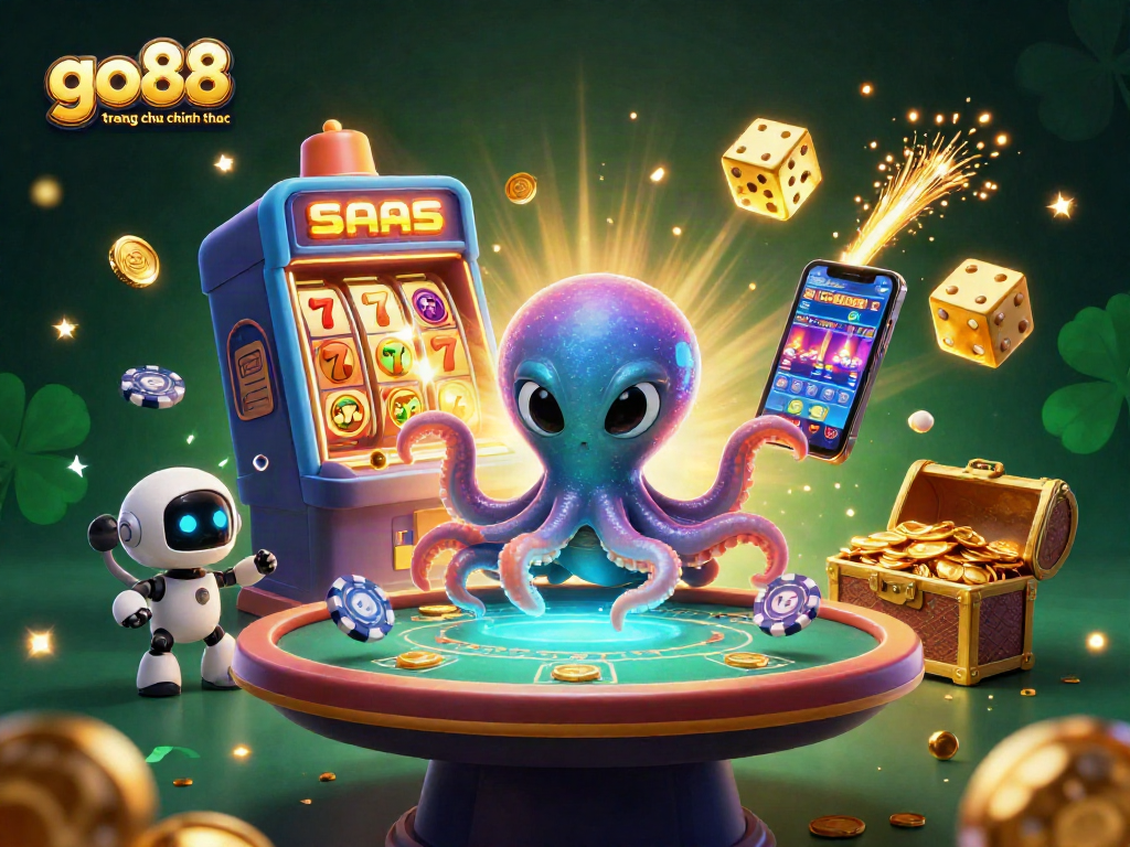 Engage with go88 trang chu chinh thuc through this vibrant 3D casino scene featuring an octopus, poker table, and thrilling jackpots.