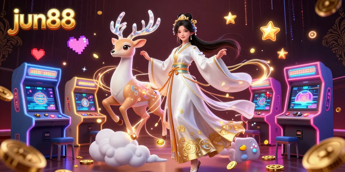 Experience casino excitement with jun88 in this vibrant 3D illustration featuring action-packed game elements.