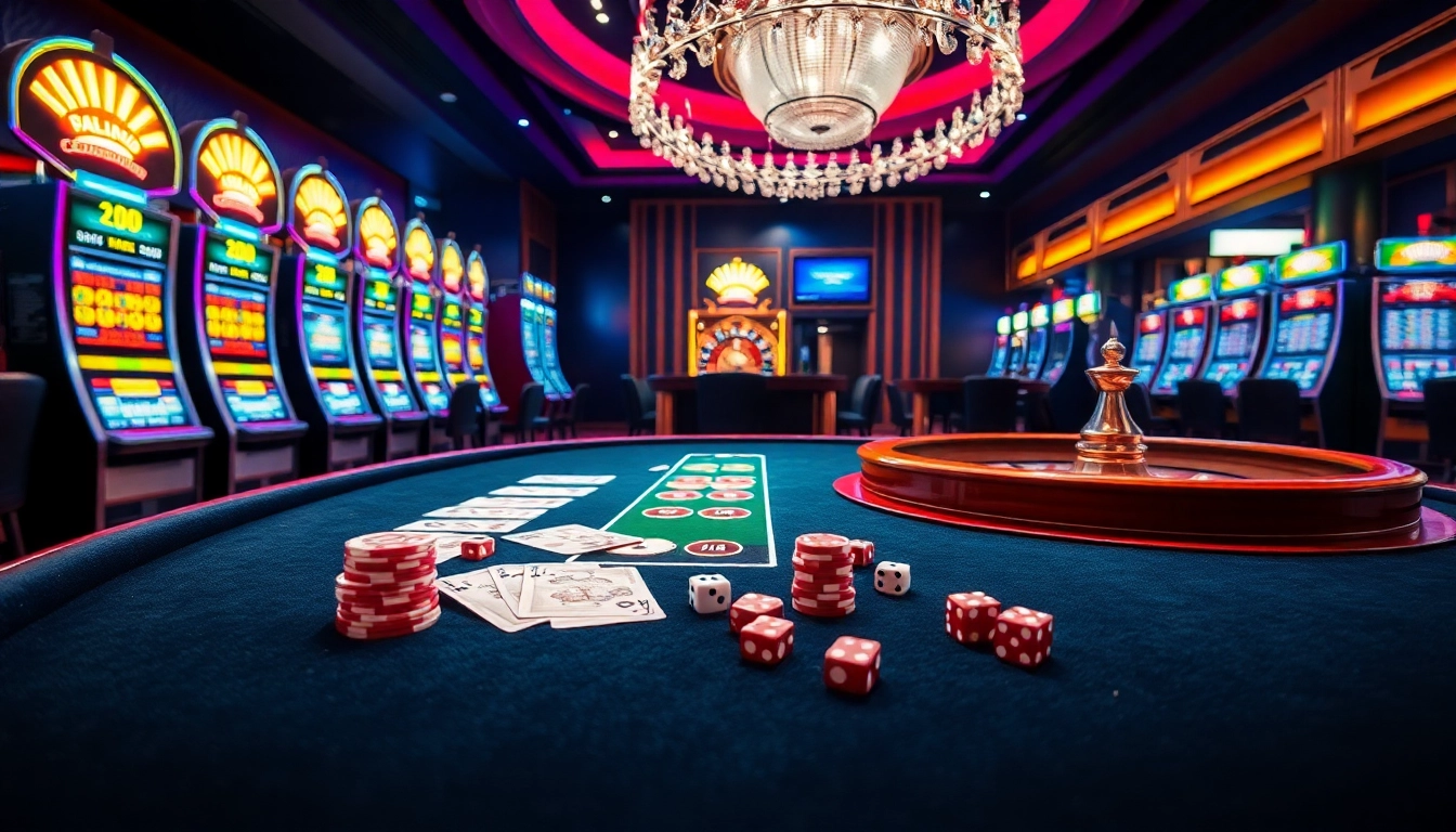 Experience thrilling gameplay with Luckywin at a vibrant casino table featuring cards and chips.
