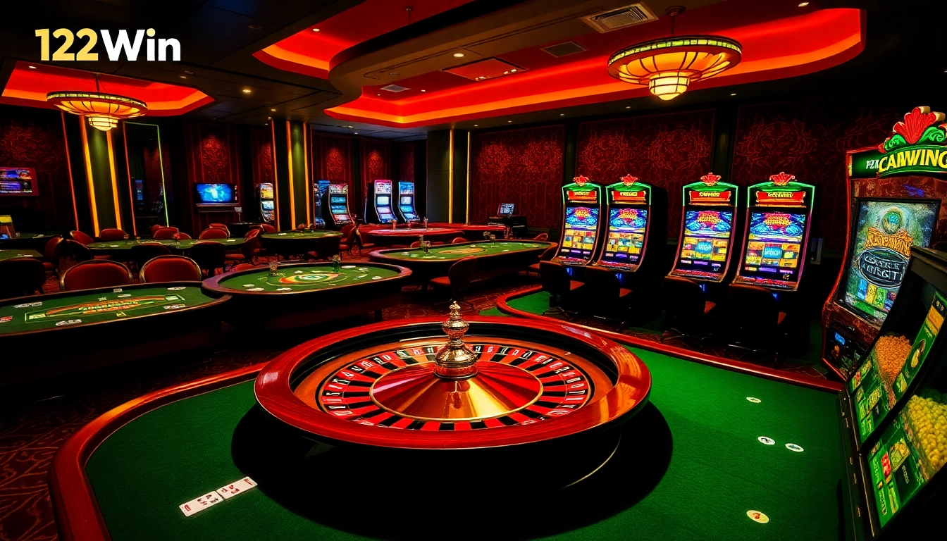 Experience thrilling gaming at 123Win with vibrant casino tables and dynamic online gambling elements.