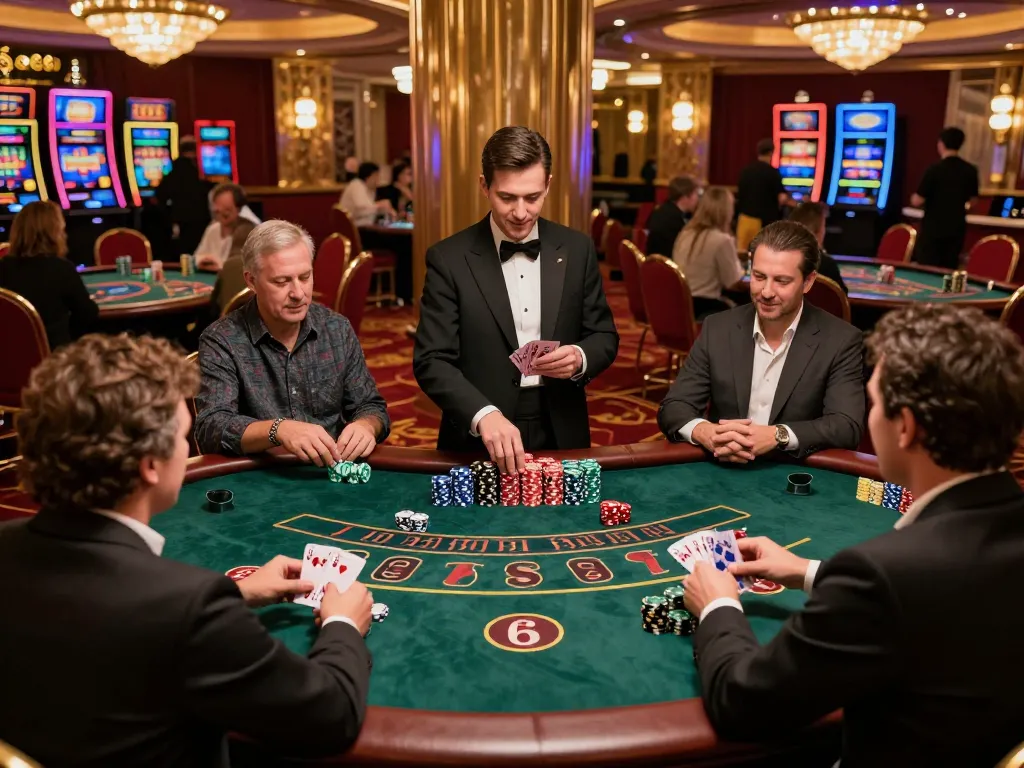 Players enjoying an exciting blackjack game at S666 casino with colorful chips and dynamic action.