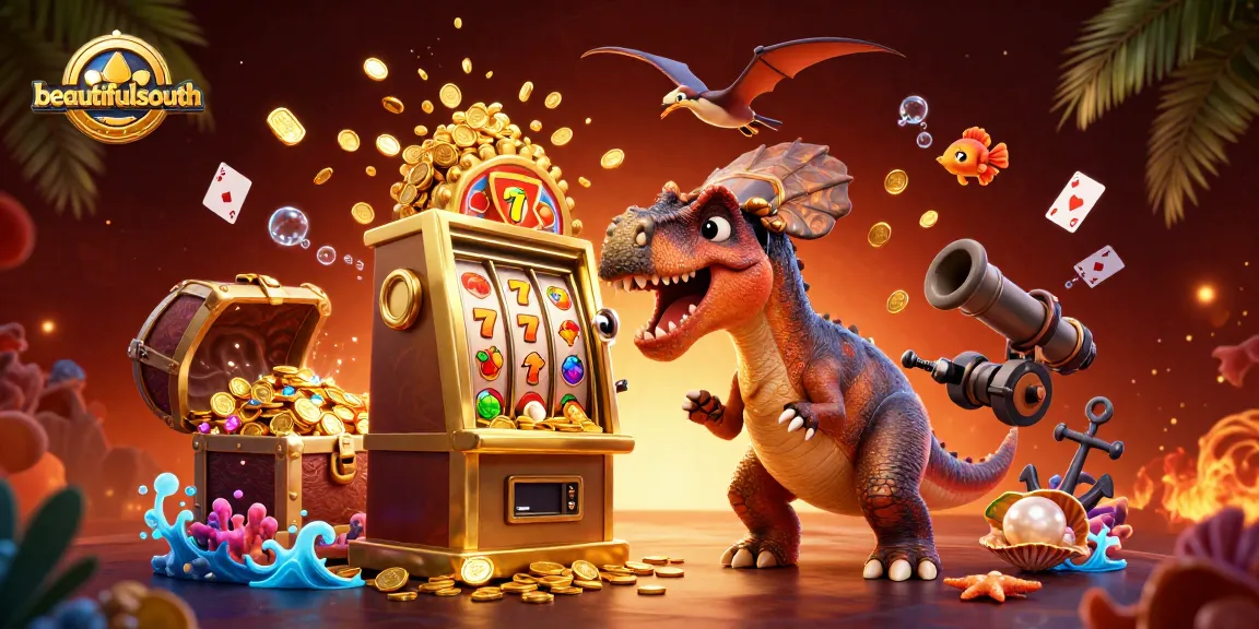 Experience the excitement of beautifulsouth at a vibrant 3D casino scene with a jackpot win.