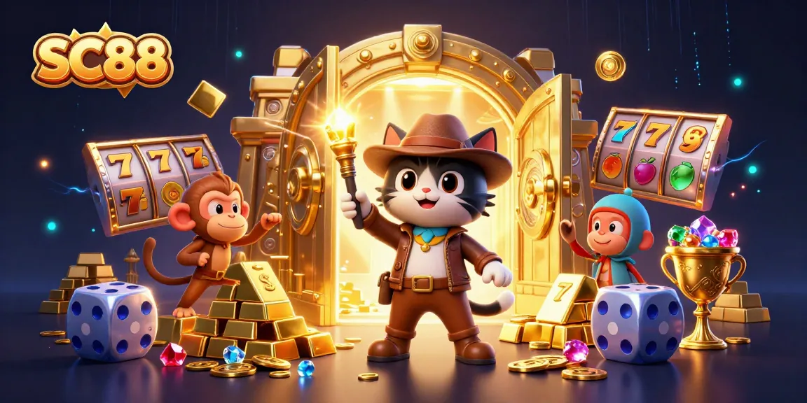 Engage in SC88 slot machine action alongside a daring archaeologist cat and his monkey companion unearthing treasures.