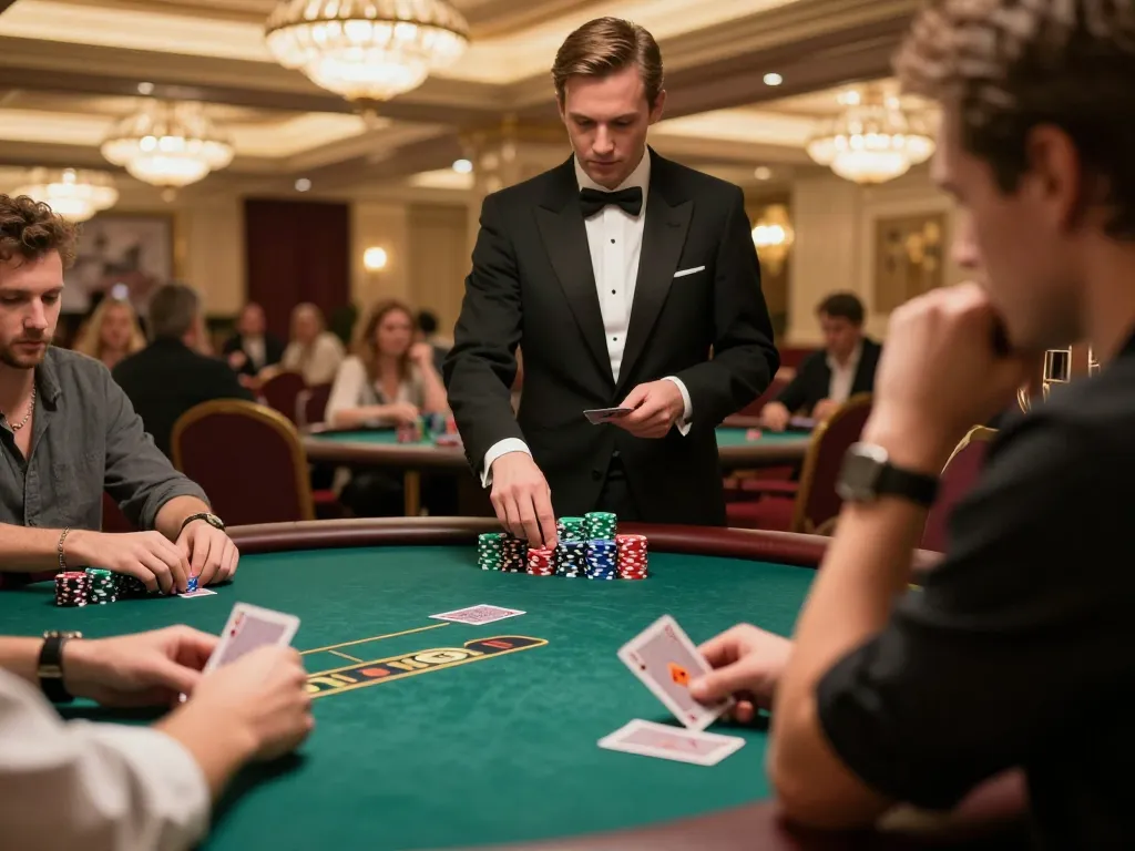 A player at KJC expertly strategizing during a high-stakes poker game in a luxurious casino.