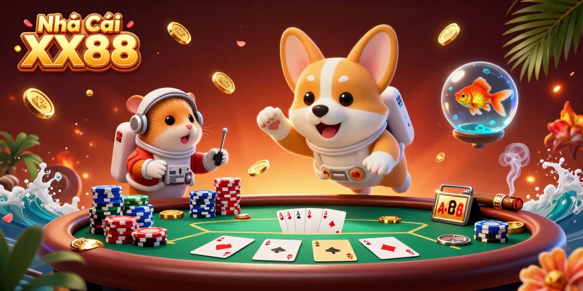 Experience the thrill of Nhà Cái XX88 with exciting casino action in a vibrant space scene