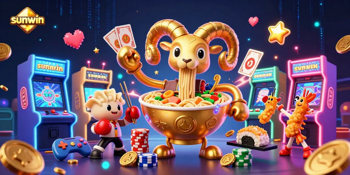 Play at Sunwin with exciting games in a vibrant casino setting featuring animated characters.