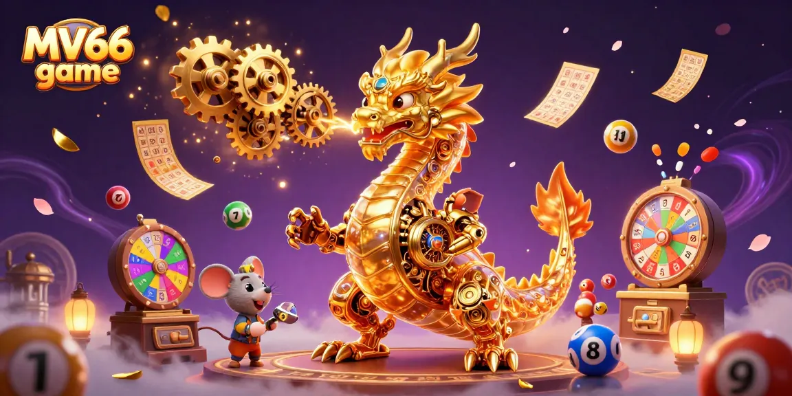 Experience thrilling MV66 game action with a golden dragon and dynamic lottery elements.