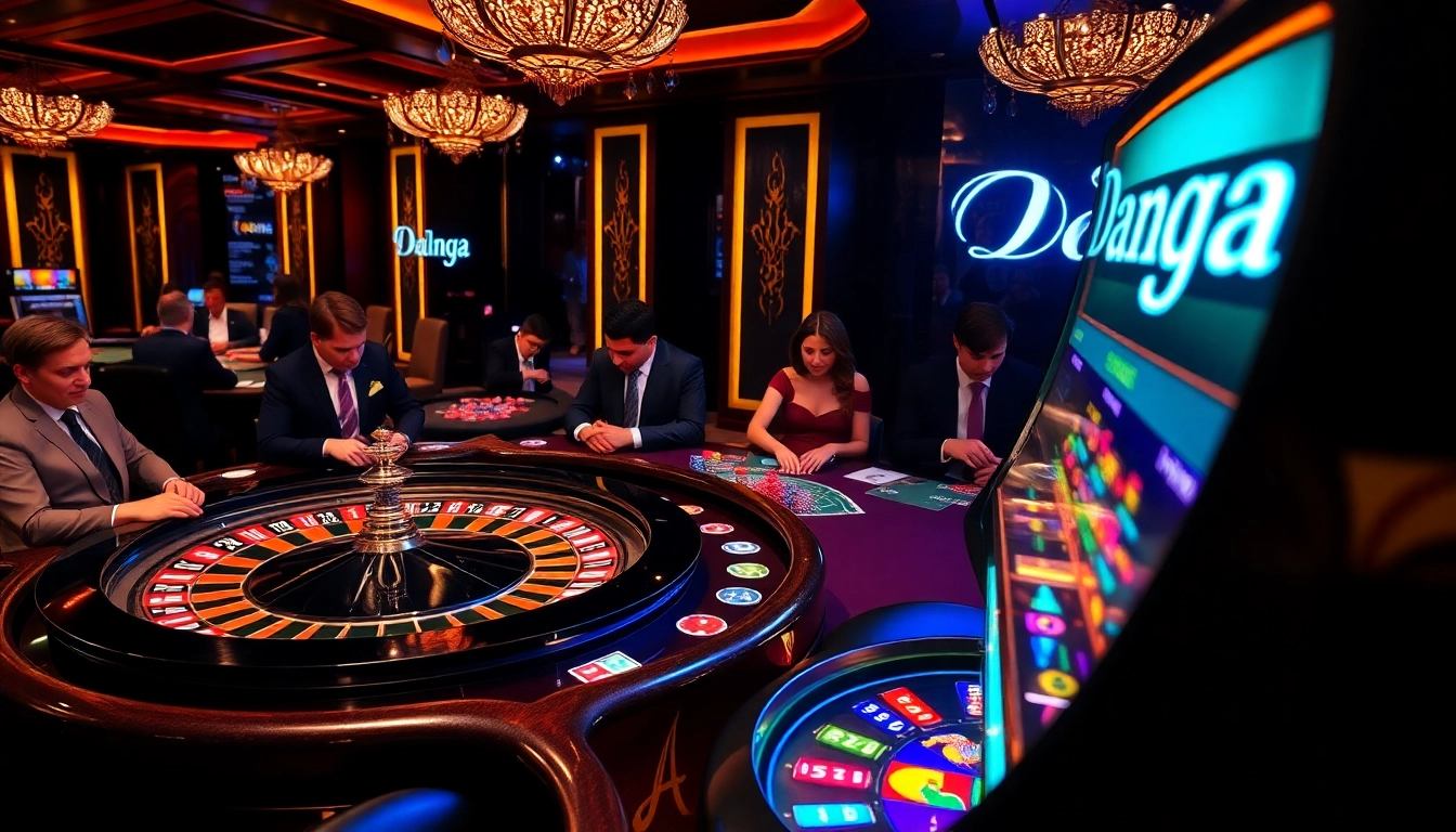 Daga offers an exciting atmosphere with eager players placing bets at a glamorous casino table.