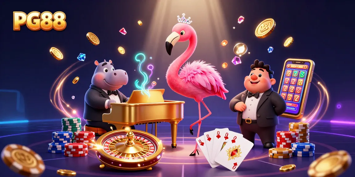 Experience thrilling winnings at PG88 with dynamic casino elements and vibrant characters.