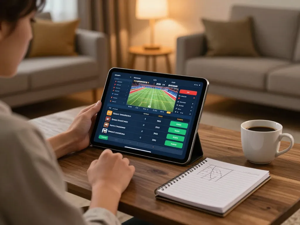 Watch fly88 live sports betting on a tablet in a cozy home setting.